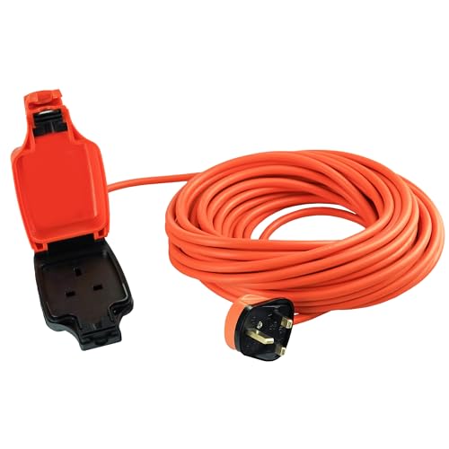 Netagon IP54 Single 1 Gang Plug Waterproof Outdoor Electrical Inline Socket Extension Lead | 5M 10M 20M or 25M Long Cable (1 15M Long Cable)