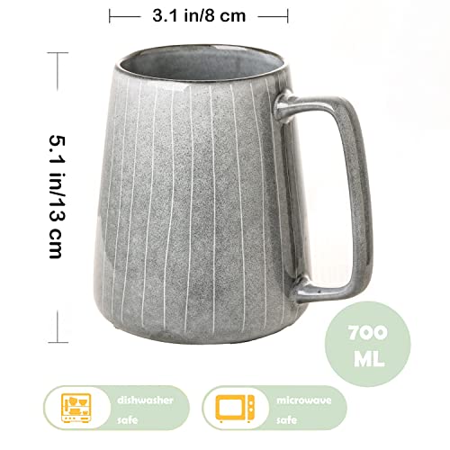 Large Ceramics Coffee Mugs,24 OZ,Large Handle Design,Extra Large Tea and Coffee Cup for Office and Home，Microwave And Dishwasher Safe(24 oz Gray) - Thumbnail 2