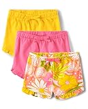 The Children's Place Baby Girls Knit Bottoms 3-Pack Shorts, Amanda Floral_Sun Glow | Fleur Pink | None | See Comments | Tansy Yellow, Preemie US