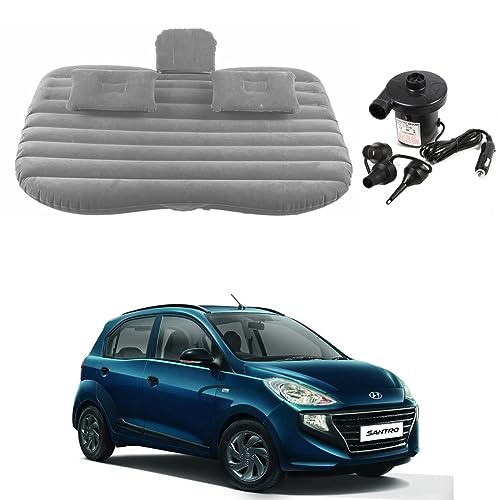 Image of Oshotto Multifunctional Car Travel Bed Mattress with Two Air Pillows, Car Air Pump Compatible with Hyundai Santro 2018-2026 (Grey)