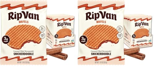 Image of Rip Van Wafels Snickerdoodle Stroopwafels, Healthy Snacks, Non-GMO, Keto Friendly, Office Snacks, Low Sugar (3g), Low Calorie, 24 Pack