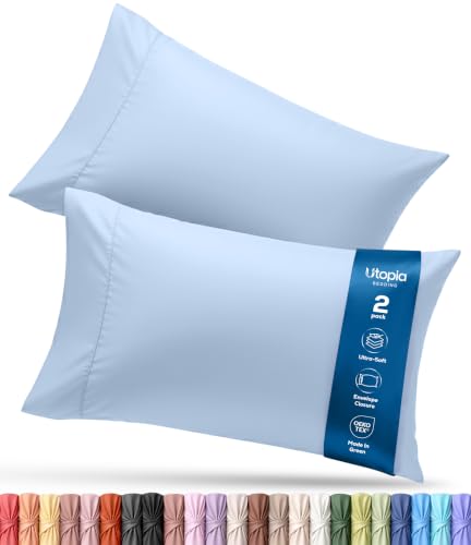 Pillow Cases Queen Size Set of 2, Ultra Soft Comfy Pillow Covers, Ice Blue