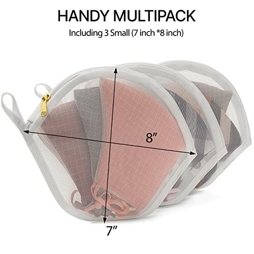 No/Brand 3 Packs Delicate Laundry Bags For Reusable Face Masks And Reusable Makeup Remover Pads,Fine Mesh Wash Bags,Use Ykk Zipper, With Hanger Loop, Portable Mask Storage Bag (3 Small) #TOP1