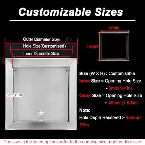 Kilitlenebilir Yardımcı Erişim Kapı Paneli - Elektrik ve Sıhhi Tesisat Denetimleri için Gömme Montaj 304 Paslanmaz Çelik Duvar Kapak Plakası (13.8x14in/35x35.5cm) - Görsel 2