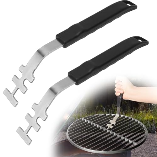 Ahaimy 2 Stück Hitzebeständige Grillrostheber,Grillrost Heber, Grillrostheber Anti-Verbrühung, Grillzubehör Für Gusseisen- Und Edelstahlroste, Universelles Grillwerkzeug, Fur BBQ Und Camping
