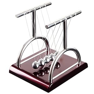 Kurtzy Metal Newton Cradle Pendulum Swing Balance Ball Decoration Figurine for Home & Office Classic Desk Toy, 13.5x11x13.5 cm, Brown, 1 Piece