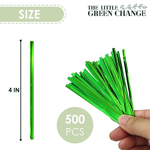 500Pcs Twist Ties for Treat Bags - Green Twist Ties for Bags Reusable Twist Ties Bendable 3.9-inch Bread Ties Plastic Twist Ties Heavy Duty Twisty Ties for Crafts Twist Tie for Gift Candy Bag Ties