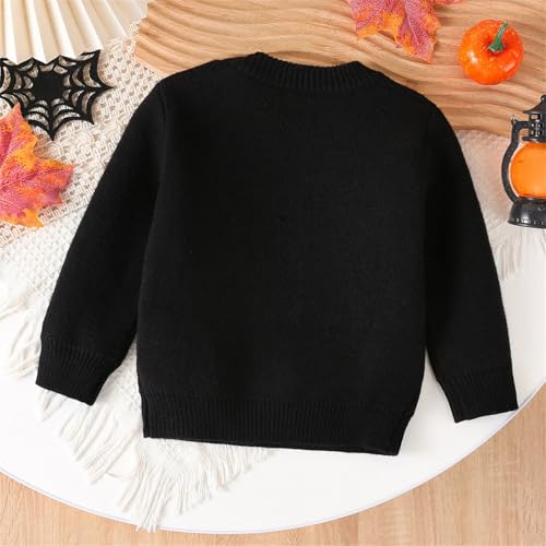 Toddler Girl Halloween Sweaters Pullover Knit Spooky Ghost Crewneck Tops Fall Winter Warm Cute Pullover Sweatshirt2