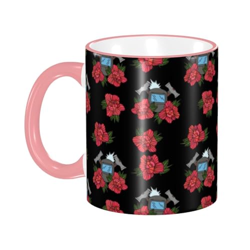 黒の溶接機 マグカップ コーヒーカップ Pink 陶器 朝食カップ ティーカップ 耐熱マグ 保温 耐冷 おしゃれ 大きい ミルクコップ 330ml 雑貨 家庭用 プリント贈り物