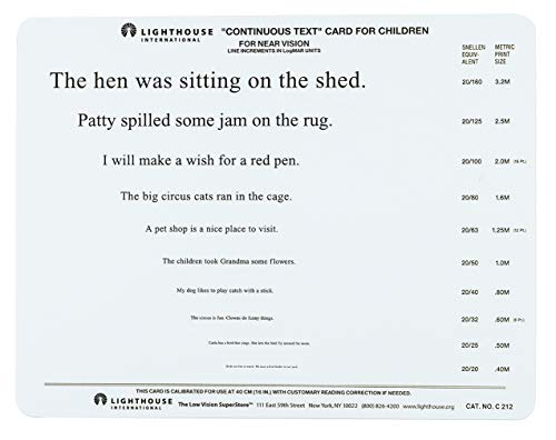 Carte de Texte continu LH 9264 Lighthouse Évaluation Précise Vision de Près