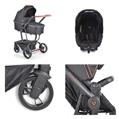 Cangaroo Kinderwagen Ellada 3-in-1 babyzitje, babybadje, sportzitje, inklapbaar, kleuren: grijs - Afbeelding 8