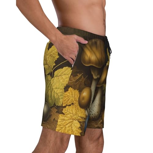 Mushrooms and Fallen Leaves Men Beach Pants â€“ Swim Trunks for Men,Quick-Dry and Comfortable, Suitable for Beach, Surf, and Everyday Wear3