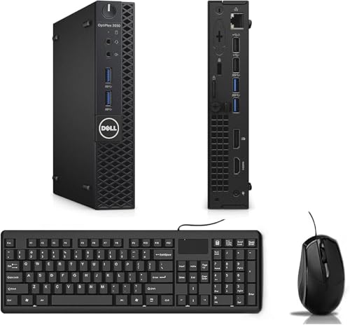 DELL Optiplex 3050 mini Desktop Computer, Intel Core i3-7100, 8GB RAM, 256GB SSD, WiFi, Bluetooth, US QWERTY Tastatur, Windows 11 Pro (Generalüberholt)