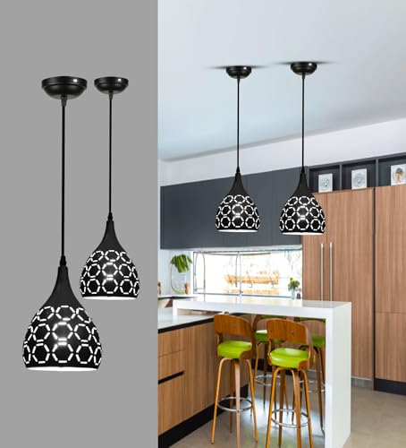 Image of Avior Aluminum Dome Shade Hanging Light Pendant Lamp (Black) (Model 2)