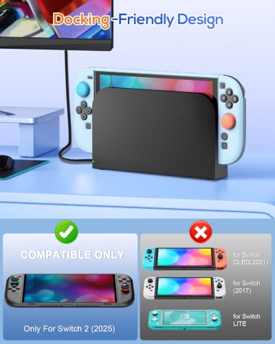 Image of FYOUNG Switch 2 Protective Case&Screen Protector Set, Dockable Cute Cover Hard Shell for Nintendo Switch 2 Console Accessories,Travel-Friendly,Kickstand Cutouts(Light Blue, for Switch 2 7.9inch)