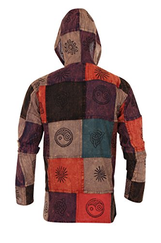 Camicione a toppe con cappuccio