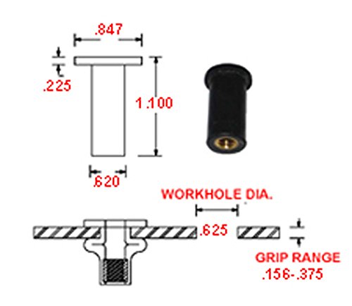 Rubber-NUT Threaded Inserts, 5/16