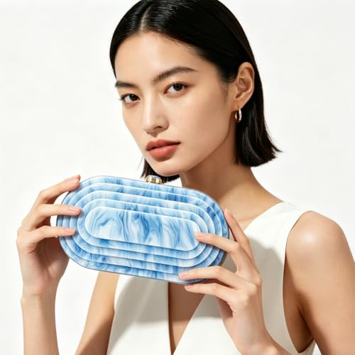 Image of Acrylic Bubble Bag Luxury Marble Clutch Evening Purses for Women Glitter Handbag for Wedding Party Prom