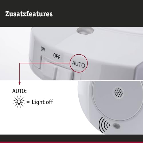 Paulmann Horby 92495 LED Plug Night Light Round 0.4 Watt with Twilight and Noise Sensor White Plastic 3000 K Warm White 0.4 W - Image 4