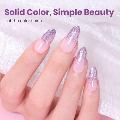Image of Beetles Purple Gel Nail Polish - 15ml Purple Glitter Gel Polish Soak Off UV LED Shimmer Rose Quartz Glow Color Nail Art Long Lasting Glossy Salon and DIY Nail Manicure Spring Gift for Women