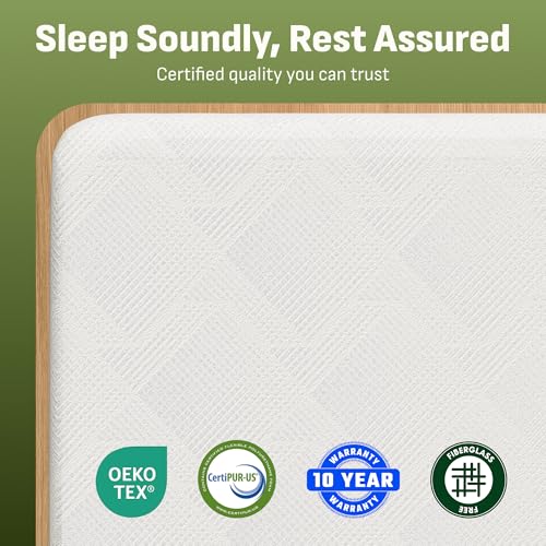 Image of Softa 10 Inch Queen Cooling Gel Memory Foam Mattress, Breathable Bamboo Cover, Fiberglass Free, Green Tea Support Foam, Medium Firm Feel for Pressure Relief, CertiPUR-US Certified, Mattress in a Box