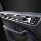 MaKeHoblion Car ABS Carbon Fiber Inner Door Panel Cover Trim For Porsche Cayenne 2018-2024 Door Decorator Panel Protector Strip 4 Pieces Interior Accessory