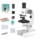 LOMUG Mikroskop für Kinder, Tragbares Microscope Experimente Spielzeug für Kinder ab 8 Jahren, Kindermikroskop 200x-4800x Becherlupen, Biologie-Labor Geschenke für Jungs Mädchen