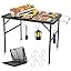 table with trash bag holder
