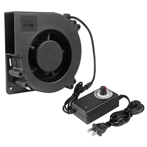 120mm Blower Fan AC 110V 220V DC 12V Powered 120mm x 32mm Big Airflow Fan with Speed Controller for PC Cooler DIY Receiver Modem Cooling Ventilation Exhaust Projects