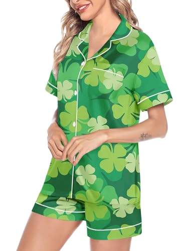 St Patrick's Day Pajamas for Couples Set Button Down Pajamas Sleepwear Loungeware Sets3
