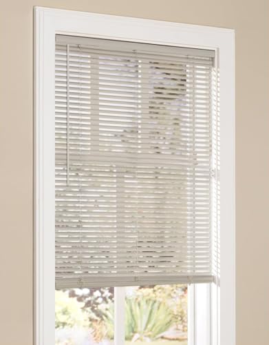 Custom 1 Inch Aluminum Blinds for Windows Cordless Sink Mini Venetian Blinds Aluminum Mini Blinds Cheap for Office Bathroom Blackout Horizontal Blinds. Grey,32