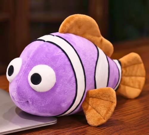 Image of Tickles Cute Big Eyes Fish Soft Stuffed Plush Animal Toy for Kids Boys & Girls Birthday Gift (Size: 25 cm Color: Purple)