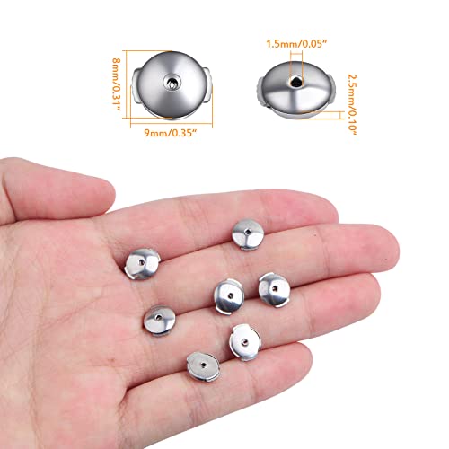 10Pcs Stainless Steel Spring Locking Earring Backs Hypoallergenic Round Saucer Shape Secure Earring Backs Stoppers Replacements For Diy Stud Earrings Notched Posts #TOP2