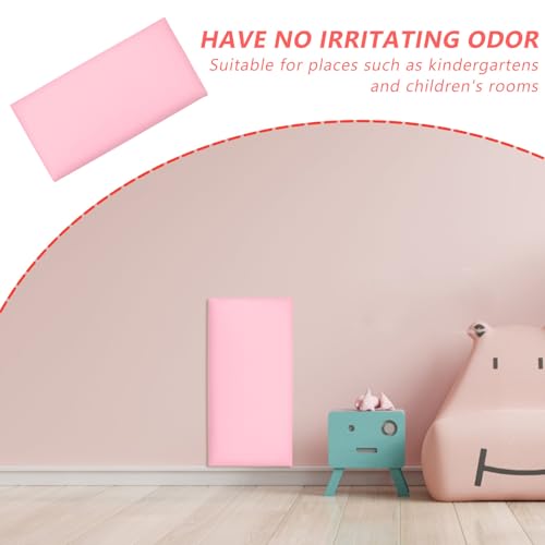 Cojín protector de pared autoadhesivo rosa de PVC acolchado para guardería 4