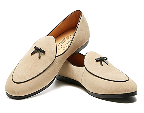 Image of Journey West Men's Suede Leather Belgian Loafers for Men Slip-on Casual Penny Casual Loafers