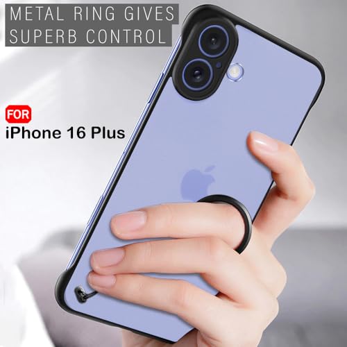 Image of TheGiftKart Hybrid Ultimate Slim Back Case Cover for iPhone 16 Plus | Lightweight Profile | Hard Back Cover for iPhone 16 Plus (PC & TPU, Frosted Matte Translucent, Black Sides)