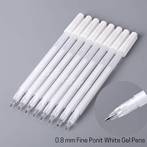 Mr. Pen- White Pens, 8 Pack, White Gel Pens for Artists, White Gel Pen, White Ink Pen, White Pens for Black Paper, White Drawing Pens, White Art Pen, White Pen for Artists, White Pen for Drawing #6