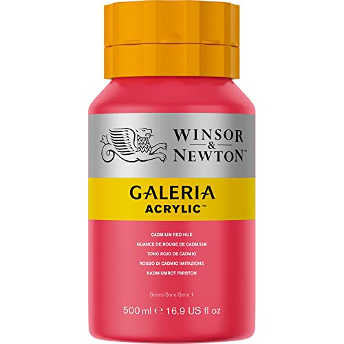 Image of Winsor & Newton Galeria Acrylic Colour - Jar of 500 ML - Cadmium Red Hue (095) - Highly Pigmented Lightfast Artists' Acrylic Paints for Canvas, Wood, Fabric & Paper - More Colours Available