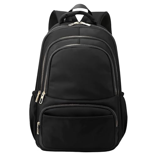 Mochila Feminina Mochila Escolar Saco de Laptop Bolso Anti-Roubo de Nylon Impermeável Saco de Viagem de Grande Capacidade (Preto)