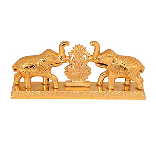 Image of JAIPUR ACE Golden Metal Kumkum Holder /Kumkum Box for Gifting,Pooja, Thali, Mandir, Home, Temple, Gifting Golden Kumkum Box with Laxmi Maa (Laxmi Ji Elephant Kumkum)