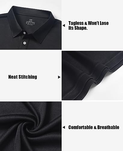 5 Pack Polo Shirts for Men Dry Fit Short Sleeve Golf T-Shirt Moisture Wicking Collared Casual Work Tops2