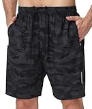 UUMIAER Mens Athletic Gym Shorts 7' Utra-Light Quick Dry Running Workout Basketball Shorts with Zipper Pockets Sports Tennis Camo