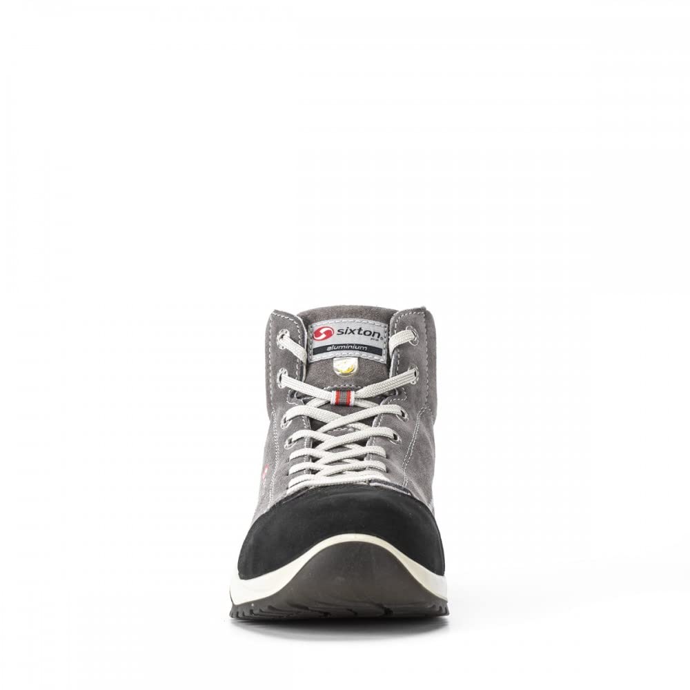 Scarpe Antinfortunistiche Alte S3 SRC ESD Crosta Scamosciata e Pelle Nubuk 590gr Punta Alluminio Ritmo PASITOS High SIXTON - 44, Grigio-Nero