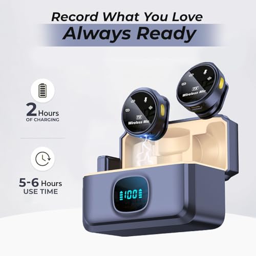 Image of EMBOX Mic Wireless with Type-C & Lightning, Wireless Dual Mic for YouTube Recording, 2.4GHz Wireless Microphone with Noise Cancellation, 20m Range, 6H Battery, Magnetic Clip (Q8)