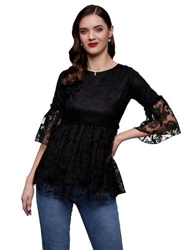 Image of Miss Chase Women's Relaxed Fit Regular Lace Top