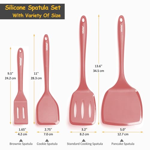Image of Silicone Spatula Set, 600F Heat Resistant Silicone Spatula Turner Flipper for Cooking, Non Stick and Non Scratch Kitchen Utensils for Eggs & Pancakes, 4 Pack, Red