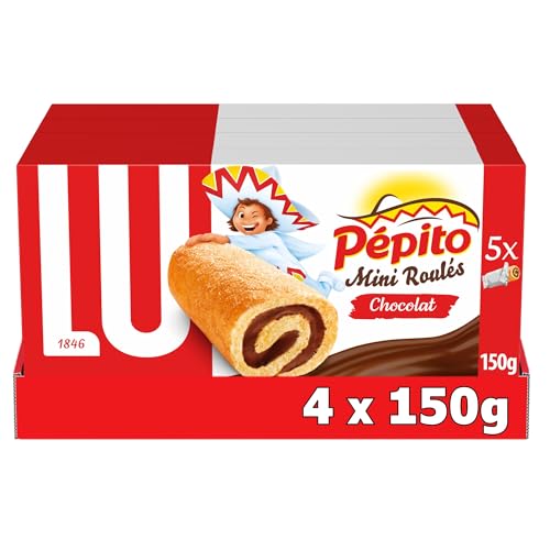 LU PEPITO - 4 Boîtes de 5 Sachets de Pépito Mini Roulés au Chocolat - Gâteaux Moelleux et Chocolat - Pack Familial Format à Emporter - Idéal pour le...