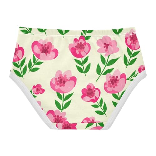 Toddler Underwear Floral 2t Cotton Cute Panties Girl Animals Underpants Briefs Pink Flowers Spring Beige2