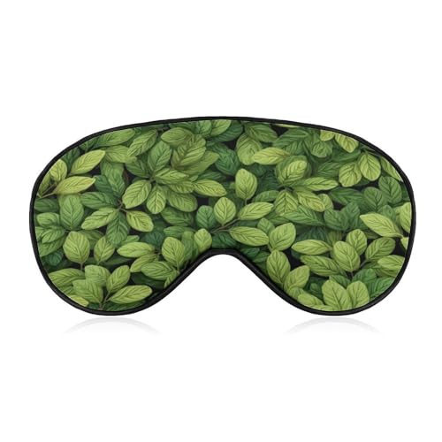 Máscara para dormir con hojas verdes para mujeres y hombres, correa ajustable, cubierta de ojos vendados, para viajes, yoga, siesta, trabajo