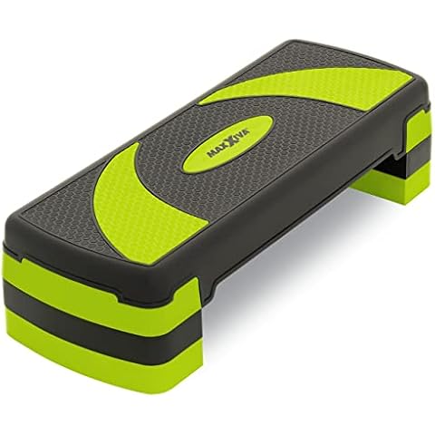 MAXXIVA Stepper Aerobic-Fitness-Steppbrett grün schwarz 80x30,5 cm höhenverstellbar 10-15-20 cm Hometrainer Fitnesstraining Workout Cover